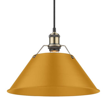 Yep by Golden Lighting Orwell 1-light 14in Pendant in Aged Brass and Auric Yellow shade (36|3306-L AB-AY)