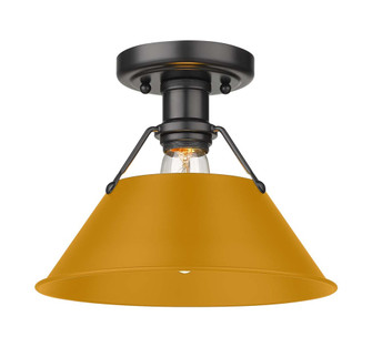 Yep by Golden Lighting Orwell 1-light Flush Mount in Matte Black and Auric Yellow shade (36|3306-FM BLK-AY)