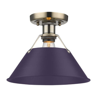 Yep by Golden Lighting Orwell 1-light Flush Mount in Aged Brass and Exotic Purple shade (36|3306-FM AB-EP)