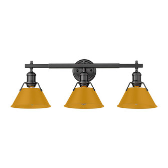 Yep by Golden Lighting Orwell 3-light Vanity in Matte Black and Auric Yellow shade (36|3306-BA3 BLK-AY)