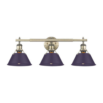 Yep by Golden Lighting Orwell 3-light Vanity in Aged Brass and Exotic Purple shade (36|3306-BA3 AB-EP)