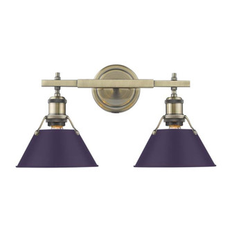 Yep by Golden Lighting Orwell 2-light Vanity in Aged Brass and Exotic Purple shade (36|3306-BA2 AB-EP)