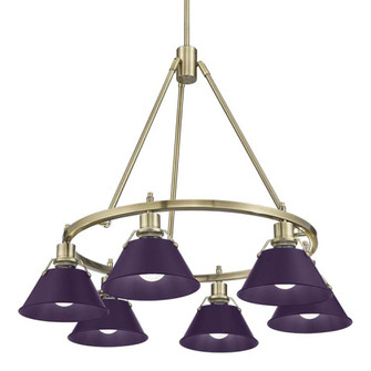 Yep by Golden Lighting Orwell 6-light Chandelier in Aged Brass and Exotic Purple shade (36|3306-6 AB-EP)