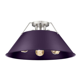 Yep by Golden Lighting Orwell 3-light Flush Mount in Pewter and Exotic Purple shade (36|3306-3FM PW-EP)