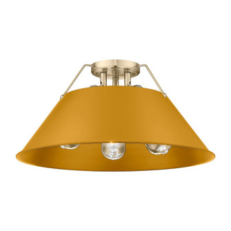 Yep by Golden Lighting Orwell 3-light Flush Mount in Pewter and Auric Yellow shade (36|3306-3FM PW-AY)