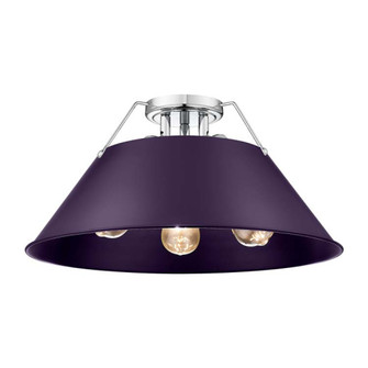 Yep by Golden Lighting Orwell 3-light Flush Mount in Chrome and Exotic Purple shade (36|3306-3FM CH-EP)
