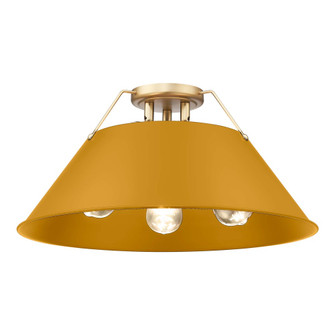 Yep by Golden Lighting Orwell 3-light Flush Mount in Brushed Champagne Brass and Auric Yellow shade (36|3306-3FM BCB-AY)