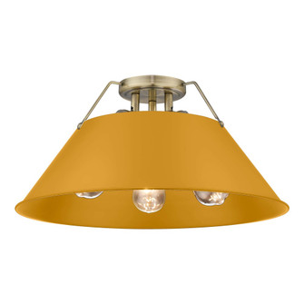 Yep by Golden Lighting Orwell 3-light Flush Mount in Aged Brass and Auric Yellow shade (36|3306-3FM AB-AY)