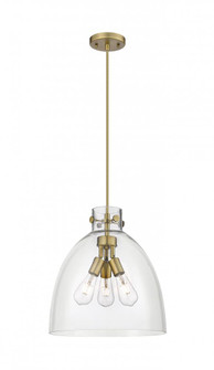Newton Bell - 3 Light - 16 inch - Brushed Brass - Cord hung - Pendant (3442|410-3PL-BB-G412-14CL)