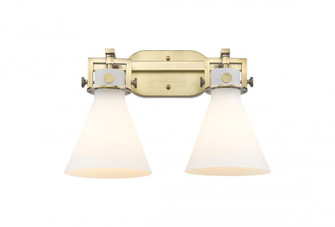 Newton Cone - 2 Light - 17 inch - Brushed Brass - Bath Vanity Light (3442|411-2W-BB-G411-7WH)