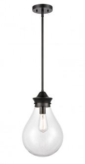 Genesis - 1 Light - 10 inch - Matte Black - Stem hung - Mini Pendant (3442|414-1S-BK-G4142-10-LED)