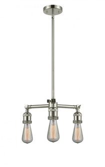 Bare Bulb - 3 Light - 15 inch - Polished Nickel - Stem Hung - Chandelier (3442|207-PN-LED)