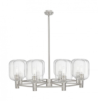 Preston Cylinder - 8 Light - 36 inch - Satin Nickel - Chandelier (3442|434-8CR-SN-G460-7CL)