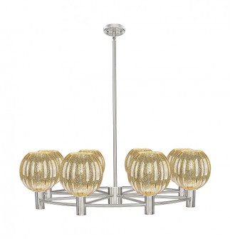 Preston Globe - 8 Light - 37 inch - Satin Nickel - Chandelier (3442|434-8CR-SN-G458-7ME)
