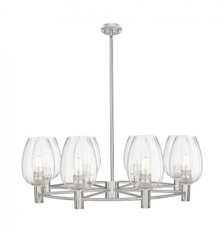 Preston Flute - 8 Light - 36 inch - Satin Nickel - Chandelier (3442|434-8CR-SN-G457-6CL)