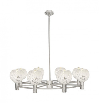 White Mouchette - 8 Light - 36 inch - Satin Nickel - Chandelier (3442|434-8CR-SN-G1216-6WM)