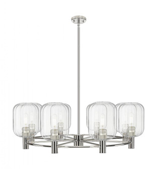 Preston Cylinder - 8 Light - 36 inch - Polished Nickel - Chandelier (3442|434-8CR-PN-G460-7CL)