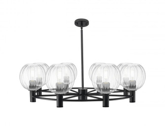 Preston Globe - 8 Light - 37 inch - Matte Black - Chandelier (3442|434-8CR-BK-G458-7CL)