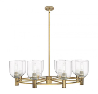 Bella - 8 Light - 35 inch - Brushed Brass - Chandelier (3442|434-8CR-BB-G558-6CL)
