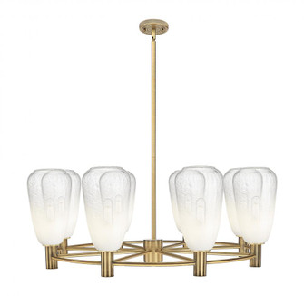 Brookhaven Almond - 8 Light - 36 inch - Brushed Brass - Chandelier (3442|434-8CR-BB-G480-6OP)