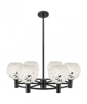 White Mouchette - 6 Light - 26 inch - Matte Black - Chandelier (3442|434-6CR-BK-G1216-6WM)