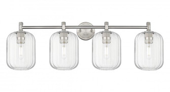 Preston Cylinder - 4 Light - 37 inch - Satin Nickel - Bath Vanity Light (3442|434-4W-SN-G460-7CL)