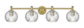 Athens Water Glass - 4 Light - 37 inch - Brushed Brass - Bath Vanity Light (3442|434-4W-BB-G1215-6)