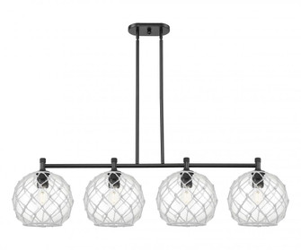 Farmhouse Rope - 4 Light - 50 inch - Matte Black - Island Light (3442|434-4I-BK-G122-10RW)