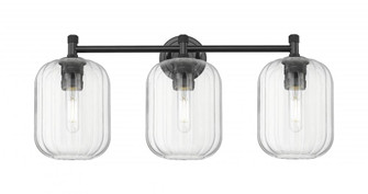 Preston Cylinder - 3 Light - 25 inch - Matte Black - Bath Vanity Light (3442|434-3W-BK-G460-7CL)