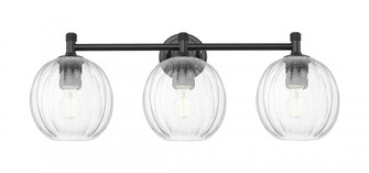 Preston Globe - 3 Light - 25 inch - Matte Black - Bath Vanity Light (3442|434-3W-BK-G458-7CL)