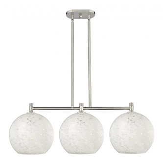 White Mouchette - 3 Light - 39 inch - Satin Nickel - Island Light (3442|434-3I-SN-G1216-12WM)