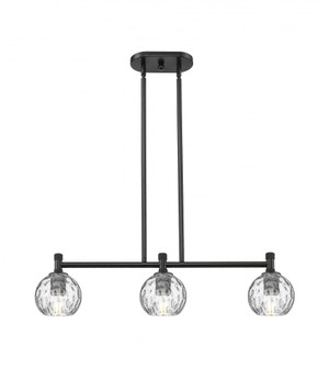 Athens Water Glass - 3 Light - 33 inch - Matte Black - Island Light (3442|434-3I-BK-G1215-6)