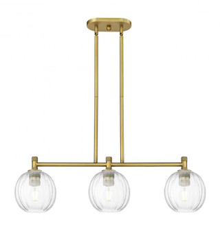 Preston Globe - 3 Light - 34 inch - Brushed Brass - Island Light (3442|434-3I-BB-G458-7CL)