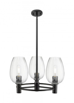 Preston Flute - 3 Light - 20 inch - Matte Black - Pendant (3442|434-3CR-BK-G457-6CL)