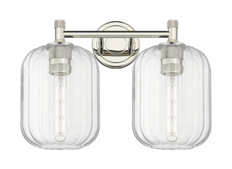 Preston Cylinder - 2 Light - 15 inch - Polished Nickel - Bath Vanity Light (3442|434-2W-PN-G460-7CL)