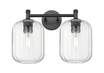 Preston Cylinder - 2 Light - 15 inch - Matte Black - Bath Vanity Light (3442|434-2W-BK-G460-7CL)