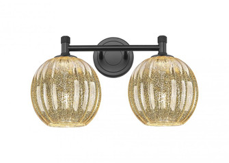 Preston Globe - 2 Light - 15 inch - Matte Black - Bath Vanity Light (3442|434-2W-BK-G458-7ME)