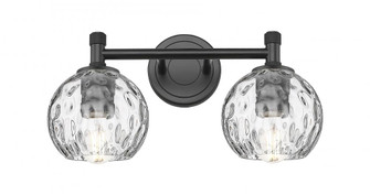 Athens Water Glass - 2 Light - 14 inch - Matte Black - Bath Vanity Light (3442|434-2W-BK-G1215-6)