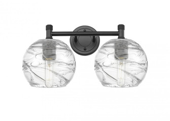 Athens Deco Swirl - 2 Light - 14 inch - Matte Black - Bath Vanity Light (3442|434-2W-BK-G1213-6CL)