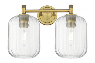 Preston Cylinder - 2 Light - 15 inch - Brushed Brass - Bath Vanity Light (3442|434-2W-BB-G460-7CL)