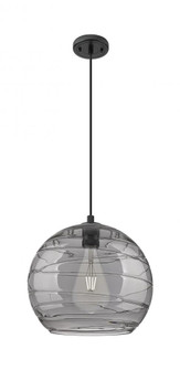 Athens Deco Swirl - 1 Light - 14 inch - Matte Black - Cord Hung - Pendant (3442|434-1P-BK-G1213-14SM)