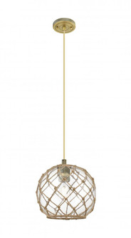 Farmhouse Rope - 1 Light - 10 inch - Brushed Brass - Cord Hung - Pendant (3442|434-1P-BB-G122-10RB)