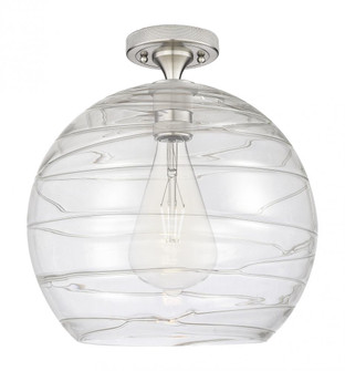Athens Deco Swirl - 1 Light - 14 inch - Satin Nickel - Semi-Flush Mount (3442|434-1F-SN-G1213-14CL)