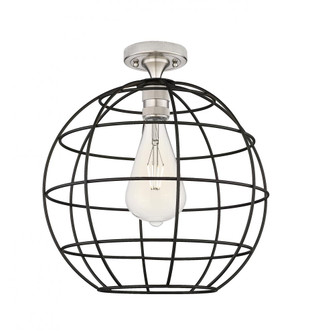 Lake Placid - 1 Light - 16 inch - Satin Nickel - Semi-Flush Mount (3442|434-1F-SN-CE-16-BK)
