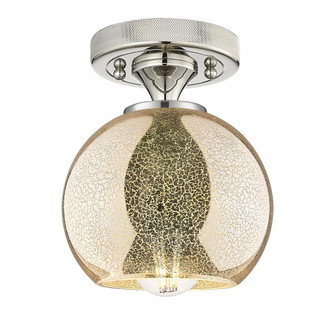 Athens - 1 Light - 6 inch - Polished Nickel - Semi-Flush Mount (3442|434-1F-PN-G128-6)