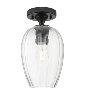 Preston Flute - 1 Light - 6 inch - Matte Black - Semi-Flush Mount (3442|434-1F-BK-G457-6CL)