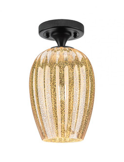 Preston Flute - 1 Light - 6 inch - Matte Black - Semi-Flush Mount (3442|434-1F-BK-G457-6ME)