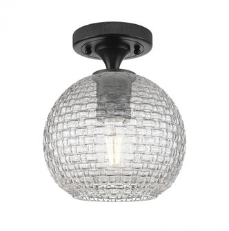 Athens - 1 Light - 8 inch - Matte Black - Semi-Flush Mount (3442|434-1F-BK-G122C-8CL)