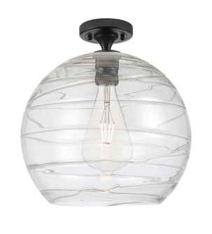Athens Deco Swirl - 1 Light - 14 inch - Matte Black - Semi-Flush Mount (3442|434-1F-BK-G1213-14CL)