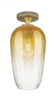 Brookhaven Flute - 1 Light - 7 inch - Brushed Brass - Semi-Flush Mount (3442|434-1F-BB-G484-7AM)